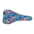 Blue Tropical And Pink Flamingo Print Bicycle Seat Cover