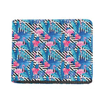 Blue Tropical And Pink Flamingo Print Bifold Wallet