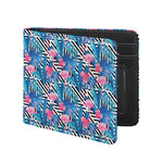 Blue Tropical And Pink Flamingo Print Bifold Wallet