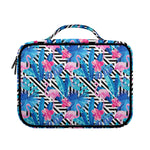 Blue Tropical And Pink Flamingo Print Briefcase Bible Bag