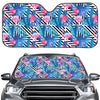 Blue Tropical And Pink Flamingo Print Car Windshield Sun Shade