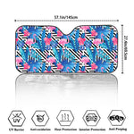 Blue Tropical And Pink Flamingo Print Car Windshield Sun Shade