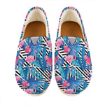 Blue Tropical And Pink Flamingo Print Casual Shoes