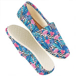Blue Tropical And Pink Flamingo Print Casual Shoes