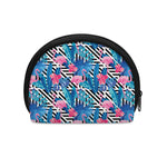 Blue Tropical And Pink Flamingo Print Coin Purse