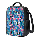 Blue Tropical And Pink Flamingo Print Crossbody Lunch Bag