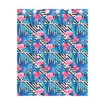 Blue Tropical And Pink Flamingo Print Curtain