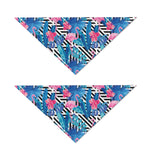 Blue Tropical And Pink Flamingo Print Dog Bandana