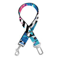 Blue Tropical And Pink Flamingo Print Dog Seat Belt