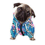 Blue Tropical And Pink Flamingo Print Dog Zip Up Hoodie