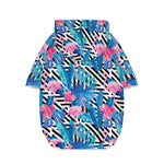 Blue Tropical And Pink Flamingo Print Dog Zip Up Hoodie