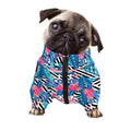 Blue Tropical And Pink Flamingo Print Dog Zip Up Jacket