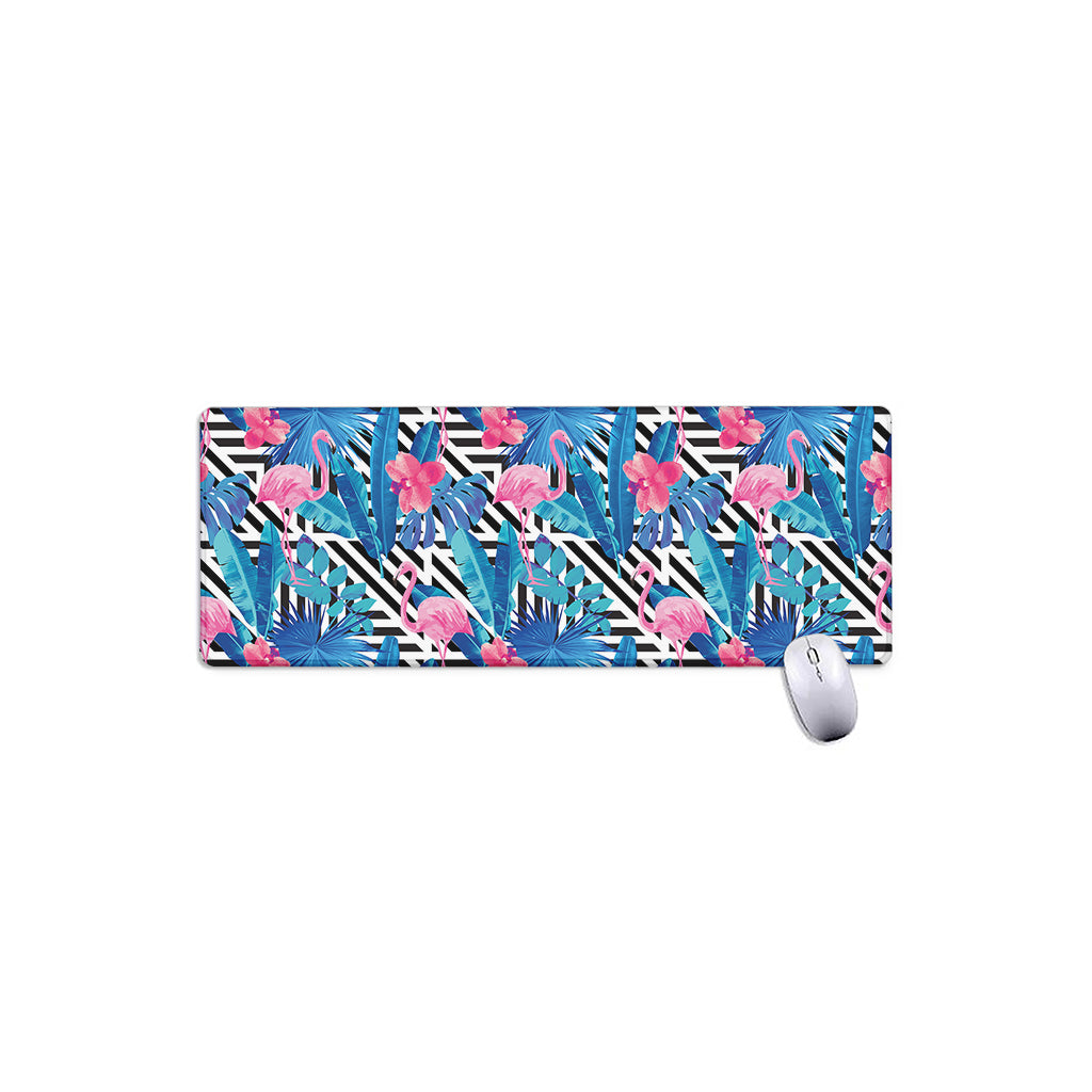 Blue Tropical And Pink Flamingo Print Extended Mouse Pad