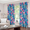 Blue Tropical And Pink Flamingo Print Extra Wide Grommet Curtains