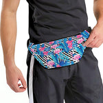 Blue Tropical And Pink Flamingo Print Fanny Pack