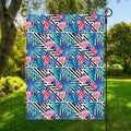 Blue Tropical And Pink Flamingo Print Garden Flag