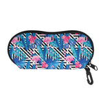 Blue Tropical And Pink Flamingo Print Glasses Case