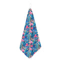 Blue Tropical And Pink Flamingo Print Hand Towel