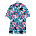 Blue Tropical And Pink Flamingo Print Hawaiian Shirt