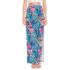 Blue Tropical And Pink Flamingo Print High Slit Maxi Skirt