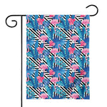 Blue Tropical And Pink Flamingo Print House Flag