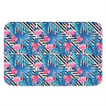 Blue Tropical And Pink Flamingo Print Indoor Door Mat