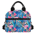 Blue Tropical And Pink Flamingo Print Insulated Lunch Bag