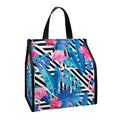 Blue Tropical And Pink Flamingo Print Insulated Lunch Tote