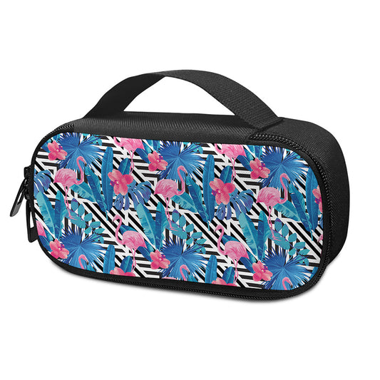 Blue Tropical And Pink Flamingo Print Insulin Cooler Travel Case