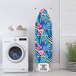 Blue Tropical And Pink Flamingo Print Ironing Board Cover