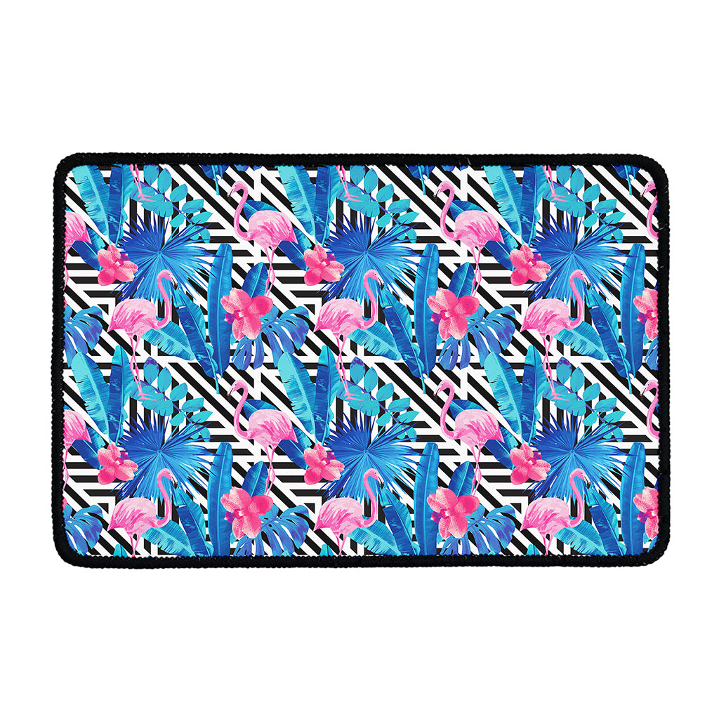 Blue Tropical And Pink Flamingo Print Kitchen Mat