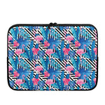Blue Tropical And Pink Flamingo Print Laptop Sleeve