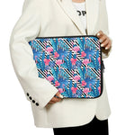 Blue Tropical And Pink Flamingo Print Laptop Sleeve