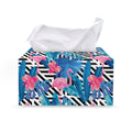Blue Tropical And Pink Flamingo Print Leather Tissue Box Cover