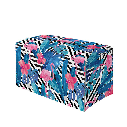 Blue Tropical And Pink Flamingo Print Leather Tissue Box Cover