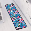 Blue Tropical And Pink Flamingo Print Long Kitchen Mat