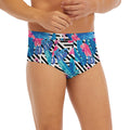 Blue Tropical And Pink Flamingo Print Men's Briefs