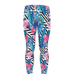 Blue Tropical And Pink Flamingo Print Men's leggings