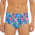 Blue Tropical And Pink Flamingo Print Men's Triangle Swim Briefs
