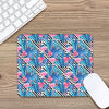 Blue Tropical And Pink Flamingo Print Mouse Pad