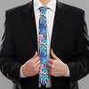 Blue Tropical And Pink Flamingo Print Necktie