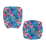 Blue Tropical And Pink Flamingo Print Office Chair Cover