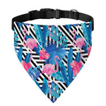 Blue Tropical And Pink Flamingo Print Over The Collar Dog Bandana
