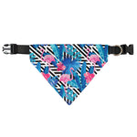 Blue Tropical And Pink Flamingo Print Over The Collar Dog Bandana