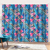 Blue Tropical And Pink Flamingo Print Pencil Pleat Curtains