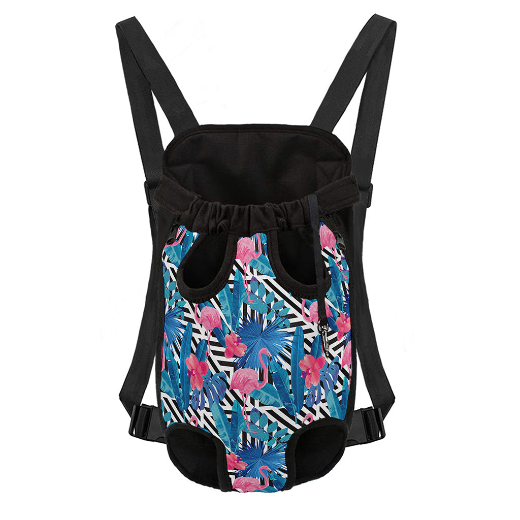 Blue Tropical And Pink Flamingo Print Pet Carrier Backpack