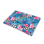 Blue Tropical And Pink Flamingo Print Pet Cooling Mat Cover