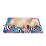 Blue Tropical And Pink Flamingo Print Pet Cooling Mat Cover