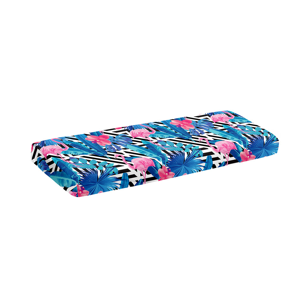 Blue Tropical And Pink Flamingo Print Piano Keyboard Cover