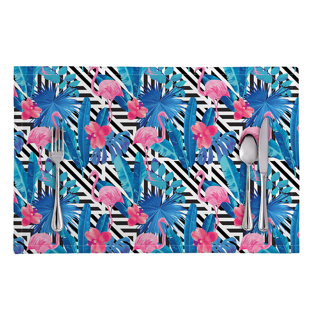 Blue Tropical And Pink Flamingo Print Placemat